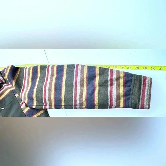 Men’s Pendleton Full Zip Botton Snap Striped Blanket Jacket Green/Brown Size M - Picture 6 of 15